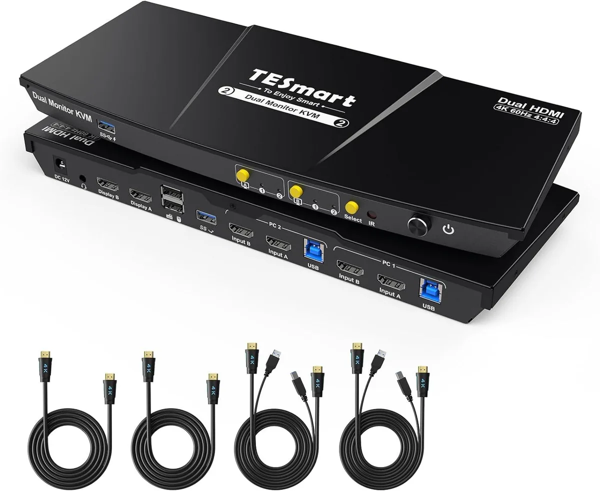 Explus-C Explus-C USB 3.0 HDMI KVM Switch 2 Monitor 2 Computer 4K@60Hz — product photo