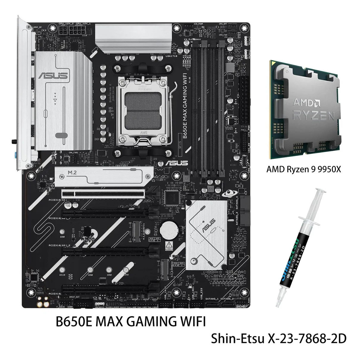 ASUS ASUS B650E MAX GAMING WIFI + Ryzen 9 9950X AMD motherboard & CPU combo — product photo