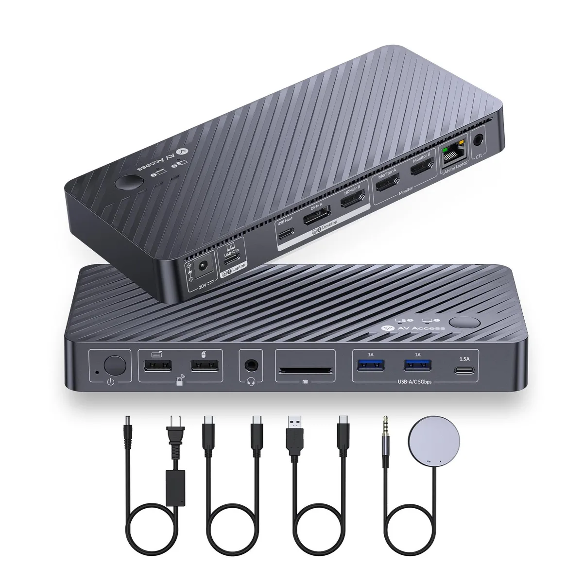 v AV Access v AV Access iDock P10 Dual Monitor KVM Docking Station 4K@60Hz 65W — product photo