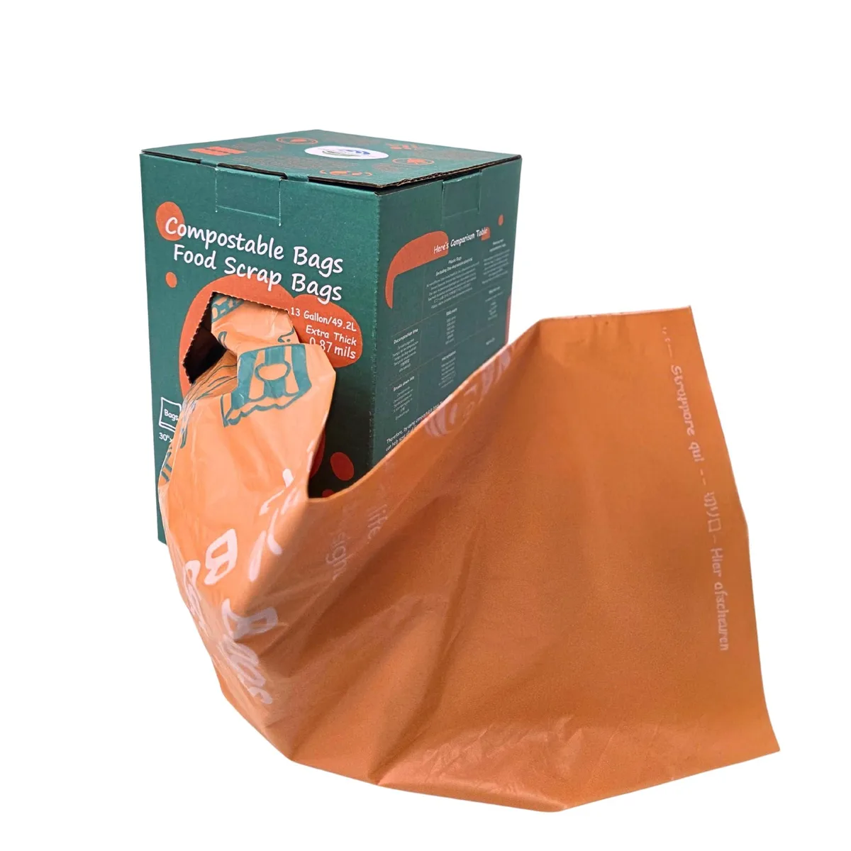  moonygreen Compostable Trash Bags 13 Gallon 49.2 Liter 50 Count Green — product photo