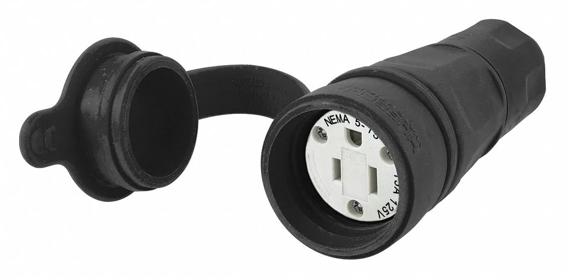 Hubbell Incorporated Hubbell Incorporated HBL15W47BK straight blade plug 15A 125V AC 5-15R black — product photo