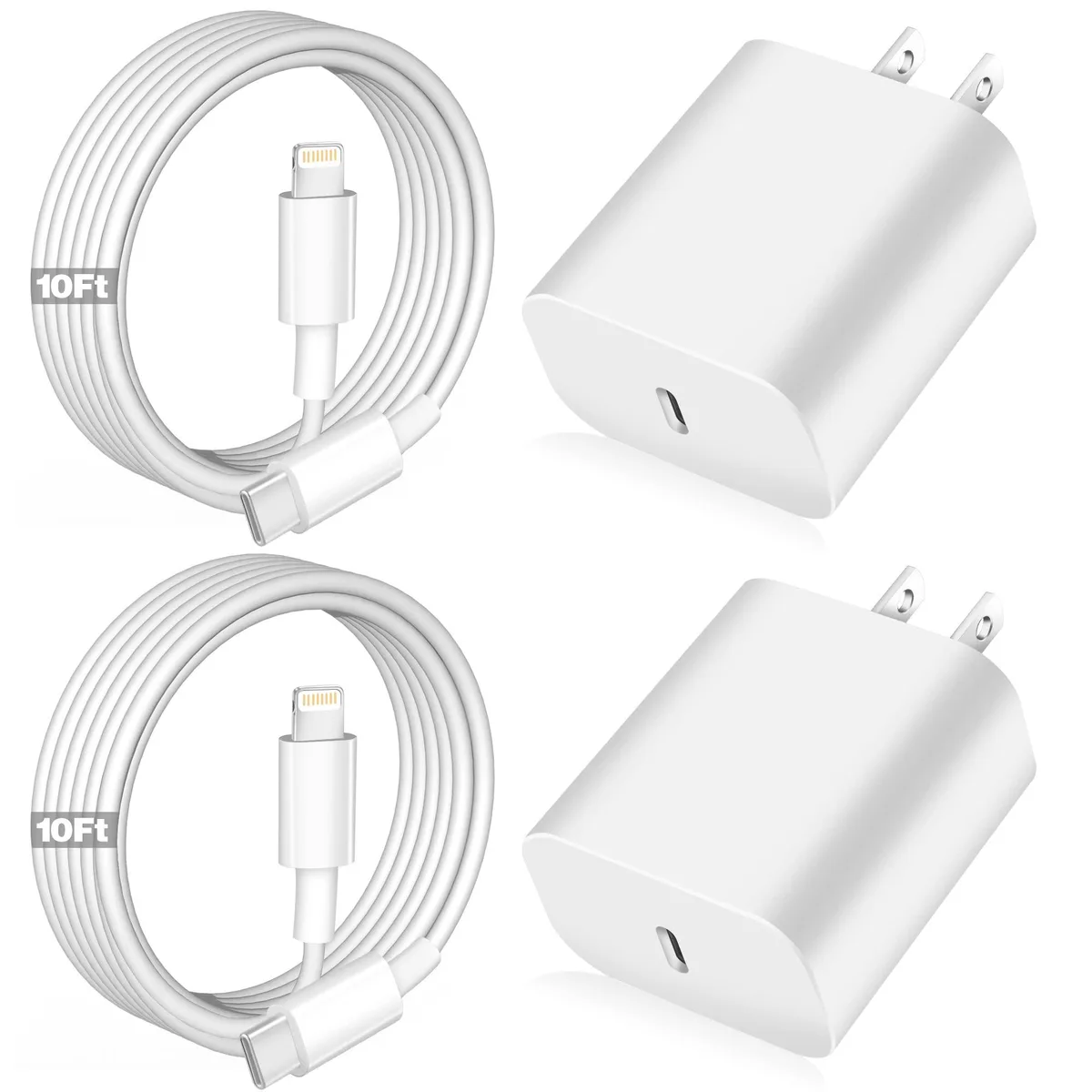 No Sew No Sew 2-pack 10ft USB-C to Lightning charger with 30W PD block — product photo