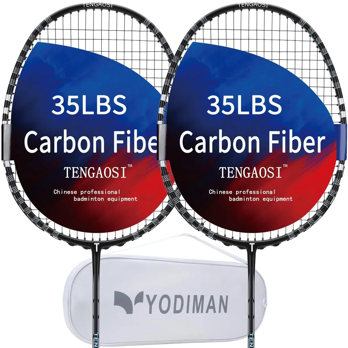  TENGAOSI 2Pack Graphite Badminton Racquets Black-Silver — product photo