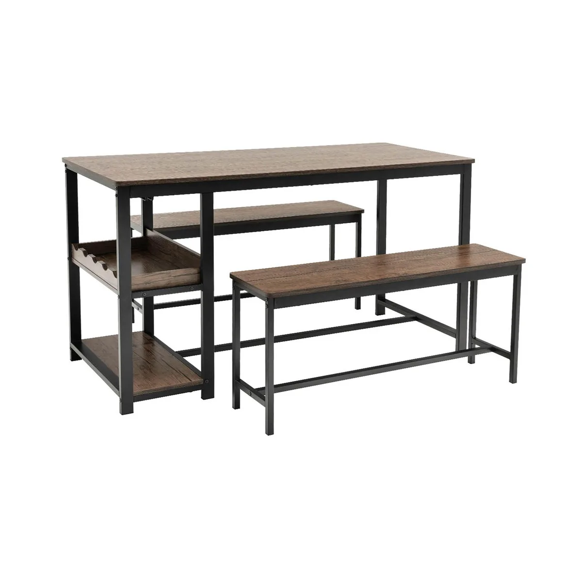 SlickBlue SlickBlue 3-Piece Dining Set with Wine Rack 55" Table 39.5" Benches — product photo