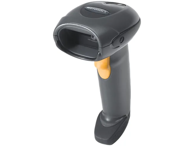 Black handheld cordless barcode scanner, linear imager, scanner only