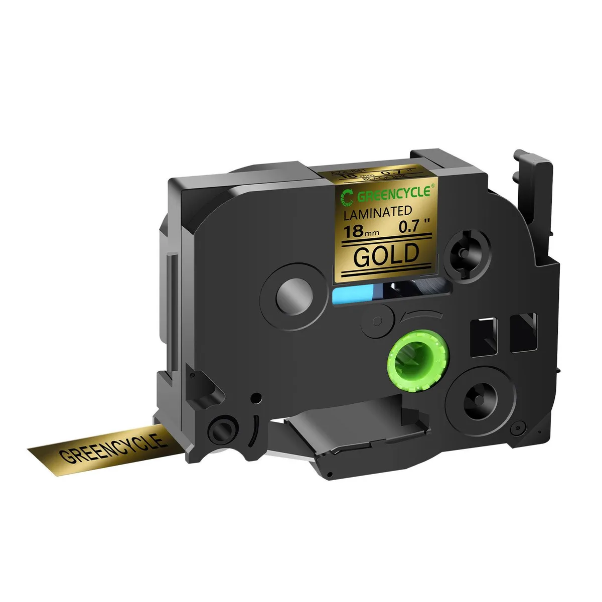 GREENCYCLE GREENCYCLE TZe-841 18mm Black on Gold Laminated Tape labelmaker — product photo