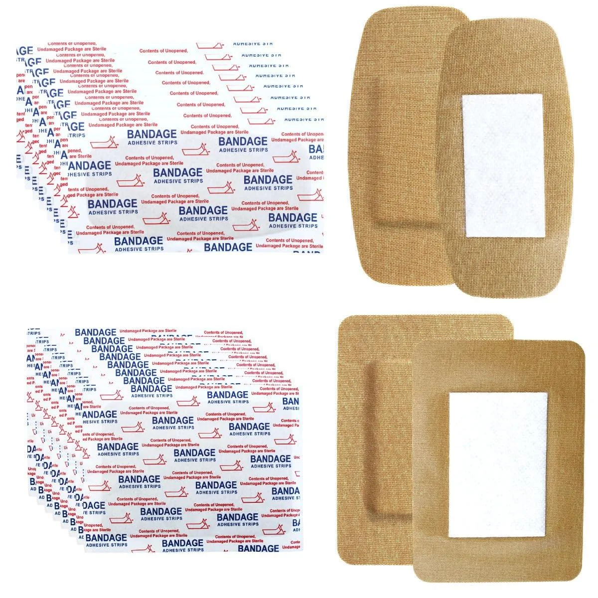  BOYIVI 60pcs Fabric Adhesive Bandages 30×3x4in 30×2x4in Brown Sterile First Aid — product photo