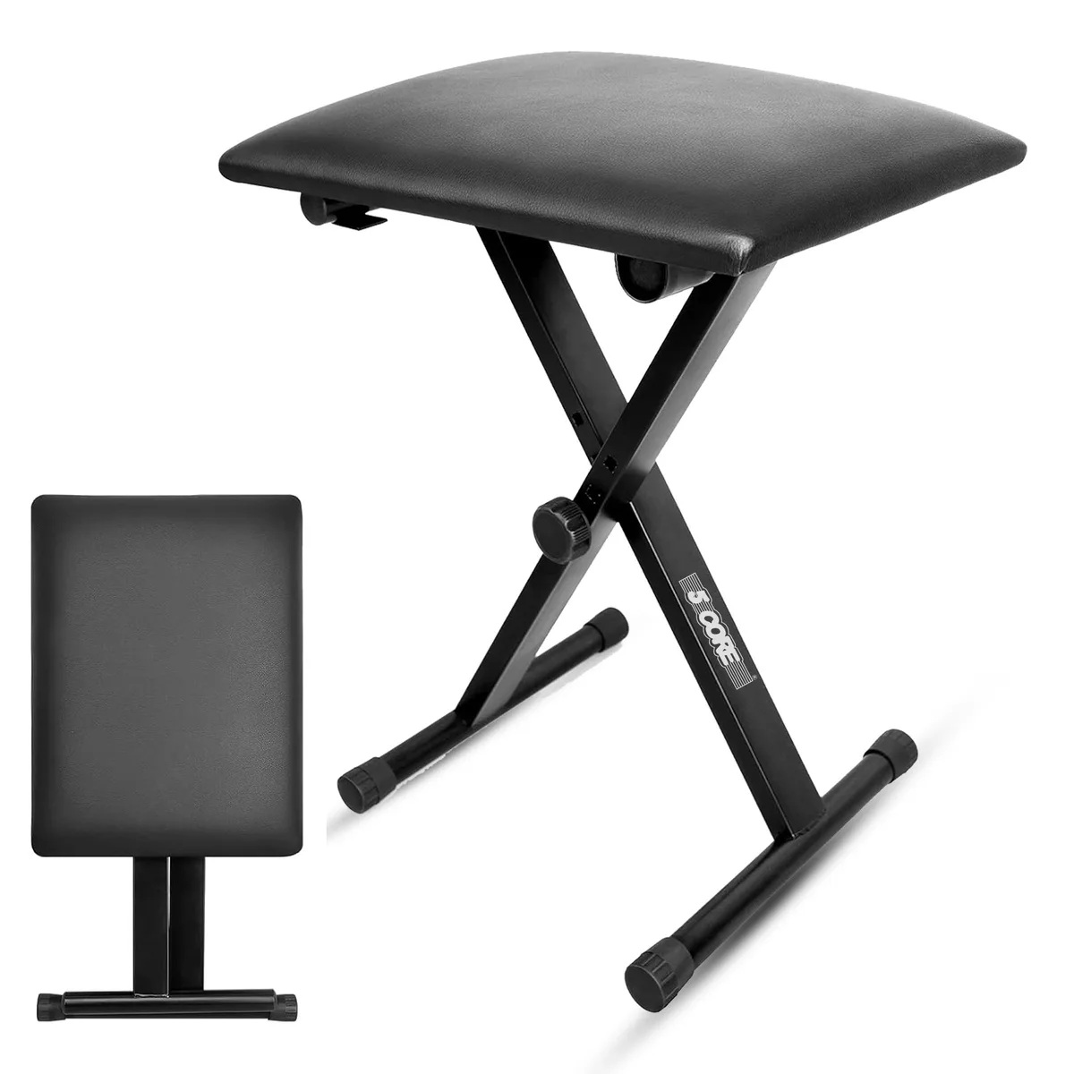 5 Core 5 Core Keyboard Bench KBB 02 BLK Dark Green 2 Inch Padded Adjustable 12-19 Inch Folding — product photo