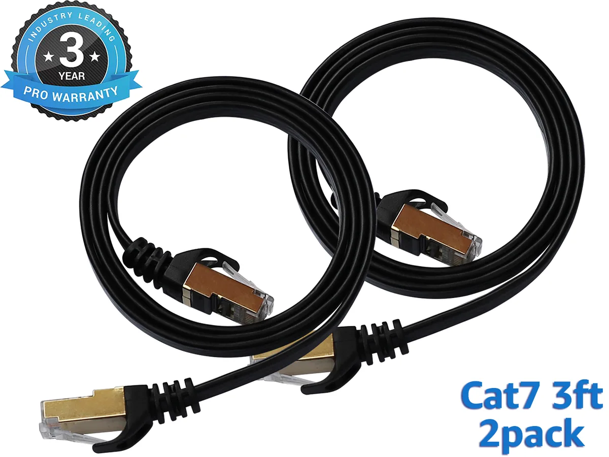 DEFACE DEFACE Cat 7 network ethernet cable 3 ft 2 pack Black — product photo