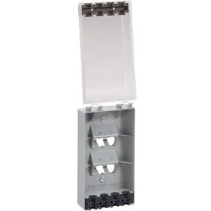 Single-gang vertical water-resistant faceplate, light grey, four module slots