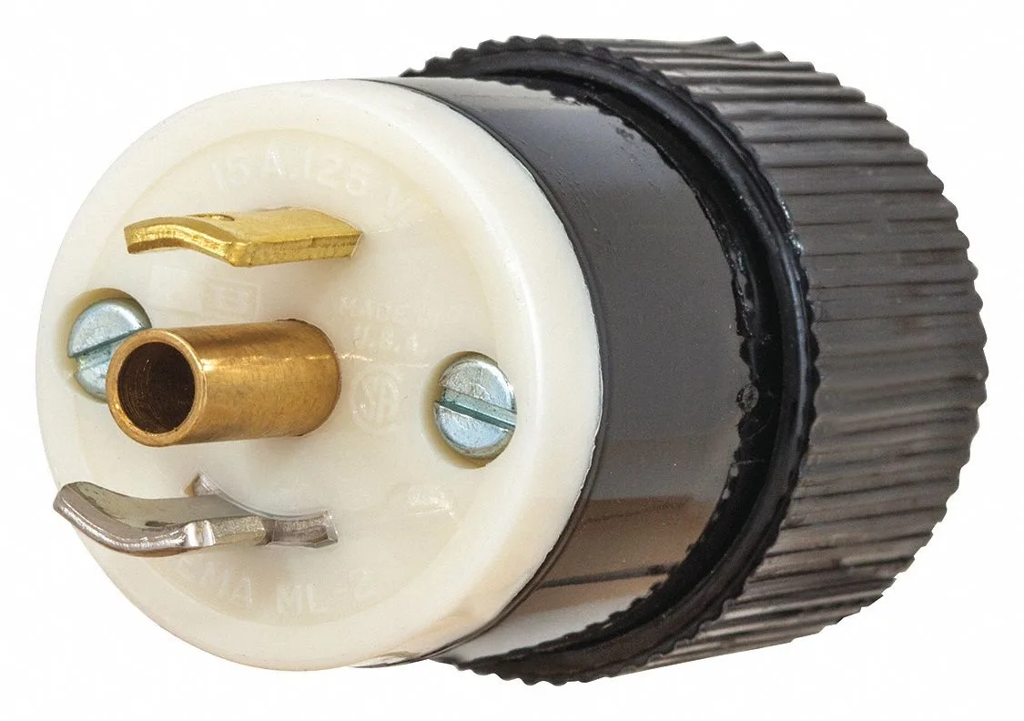 Bryant Bryant Midget Locking Plug Black/White 7594NP straight blade plug — product photo