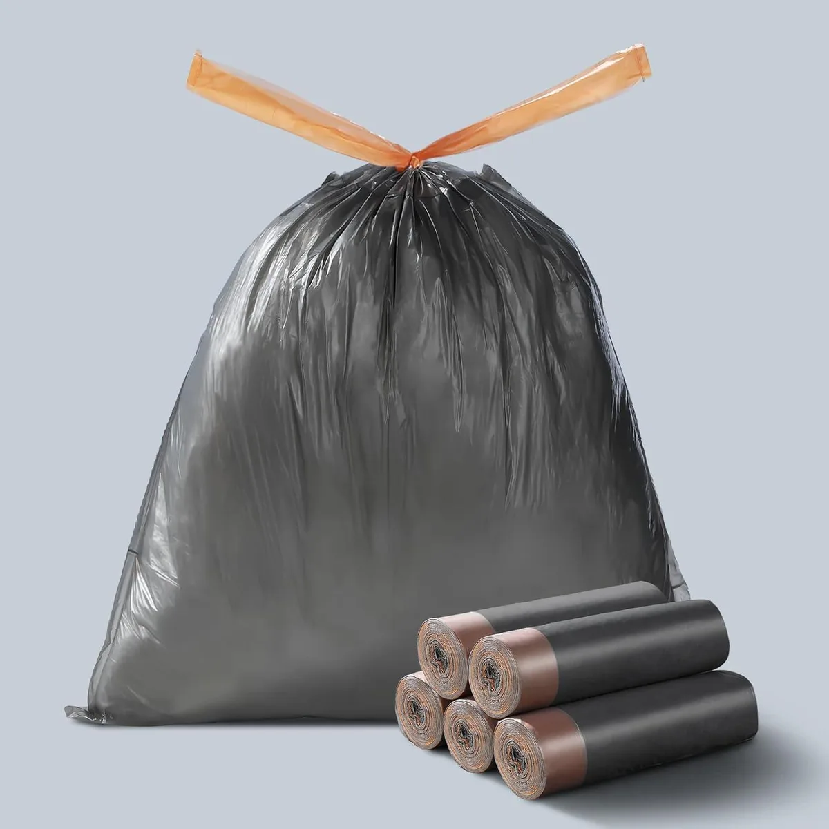 MOPALL EX-LJD-CS455-BK5P 75 Count 2.6 Gallon Drawstring Trash Bags Black grounds maintenance — product photo