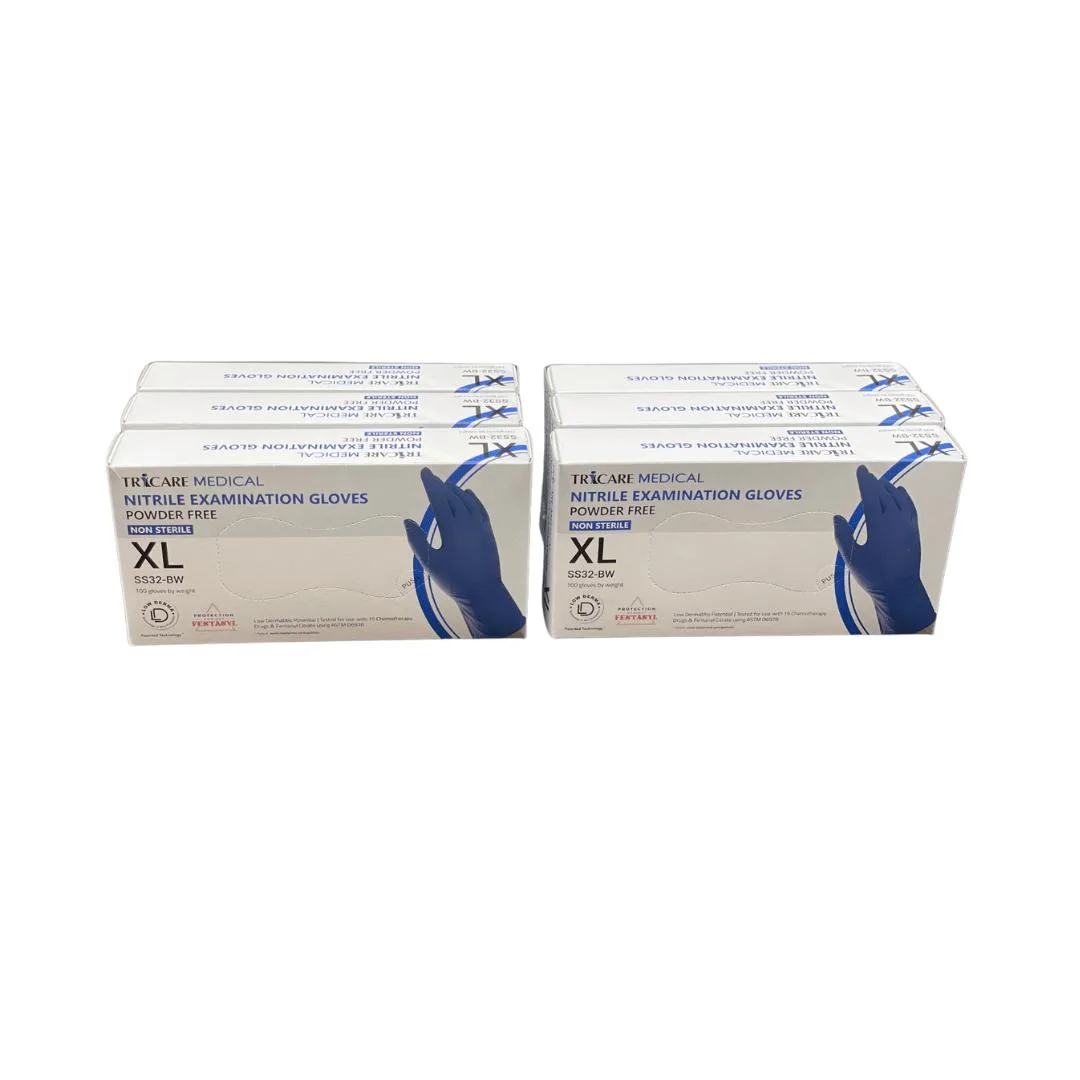 TRICARE MEDICAL TRICARE MEDICAL Low Derma Nitrile Exam Gloves 3.5 Mil Berry Blue 6×100 XL — product photo