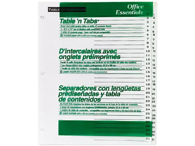 Avery Avery 11680 card filing 31-tab white 11 x 8.5 — product photo