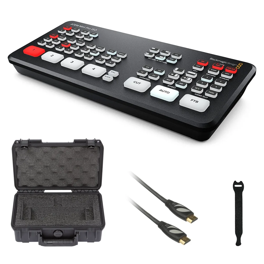 Blackmagic Design Pty. Ltd. Blackmagic Design ATEM Mini Pro ISO Switcher Bundle with SKB iSeries Case, HDMI Cable & 10-Pack Straps — product photo