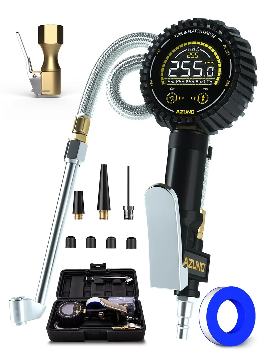 KEHIPI KEHIPI Digital Tire Inflator Gauge 255 PSI with Steel Braided Hose — product photo