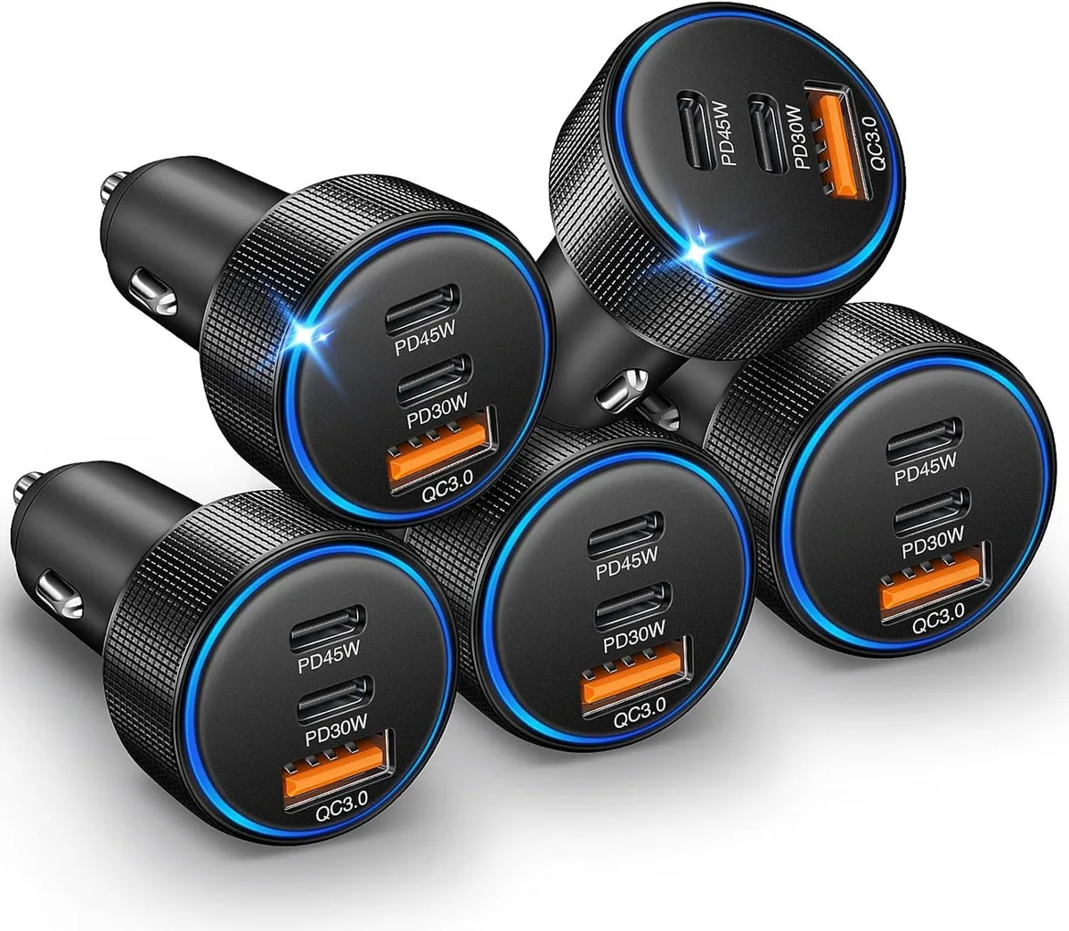 Hamzan Hamzan 5-Pack 3-Port 93W Car Charger — product photo