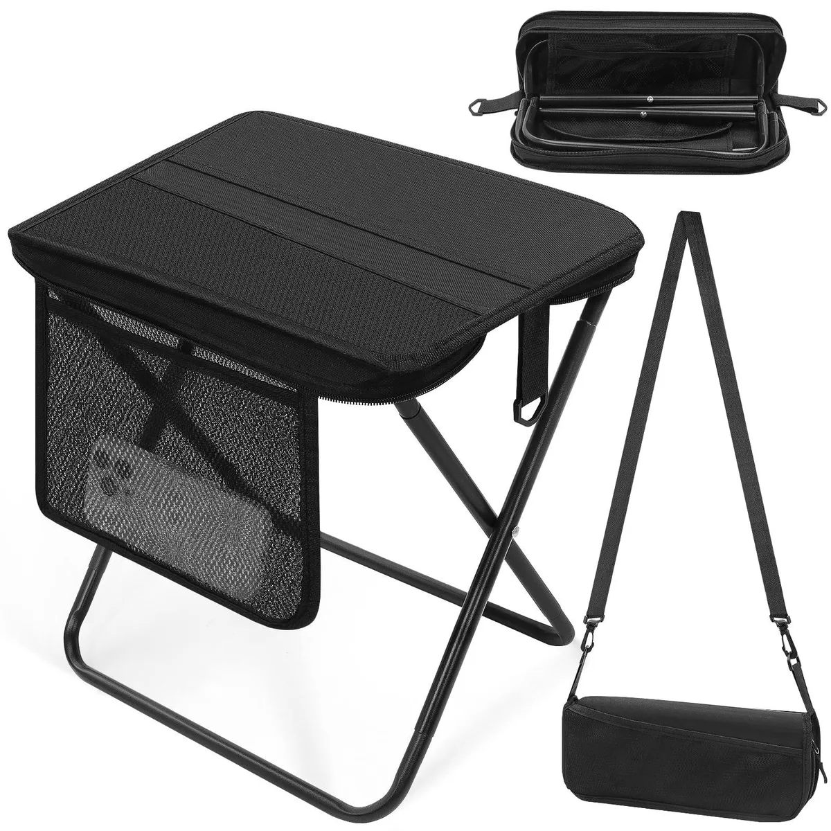  CarryEpic Folding Camp Stool Tall Black 14.2 in 1.77 lb — product photo