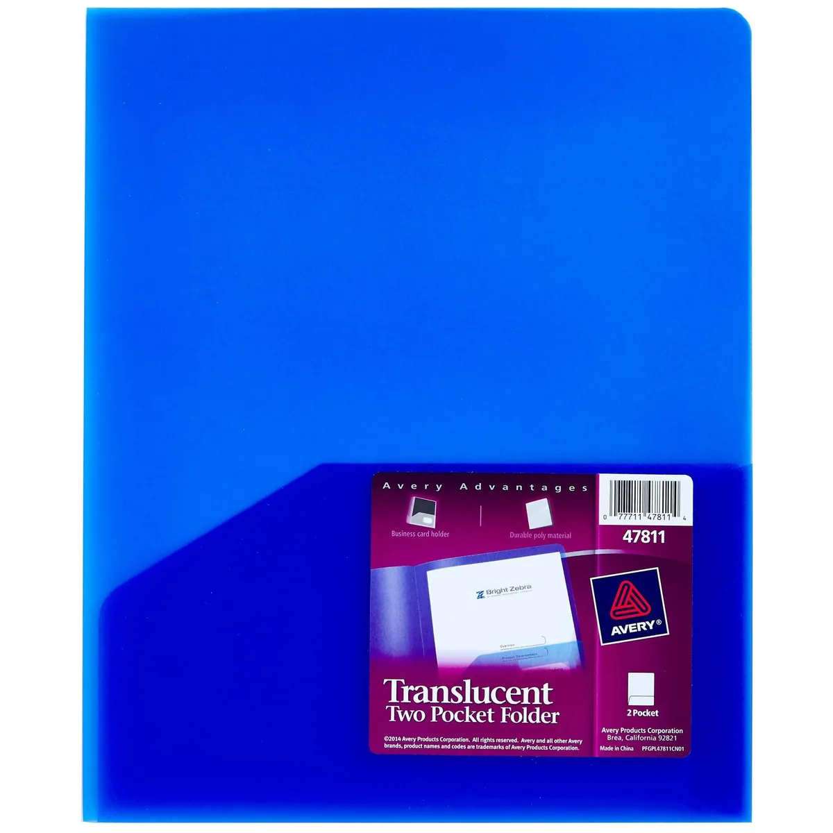  Avery 47811 Translucent Two Pocket Folder Blue 20 Sheets — product photo
