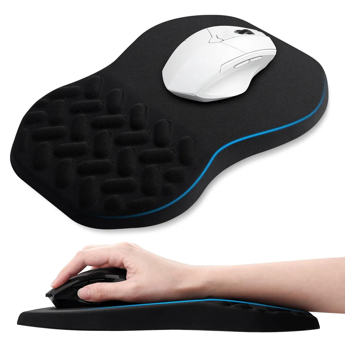  QDOAOF Ergonomic Mouse Pad Wrist Support Black 9.0 in x 9.0 in — product photo