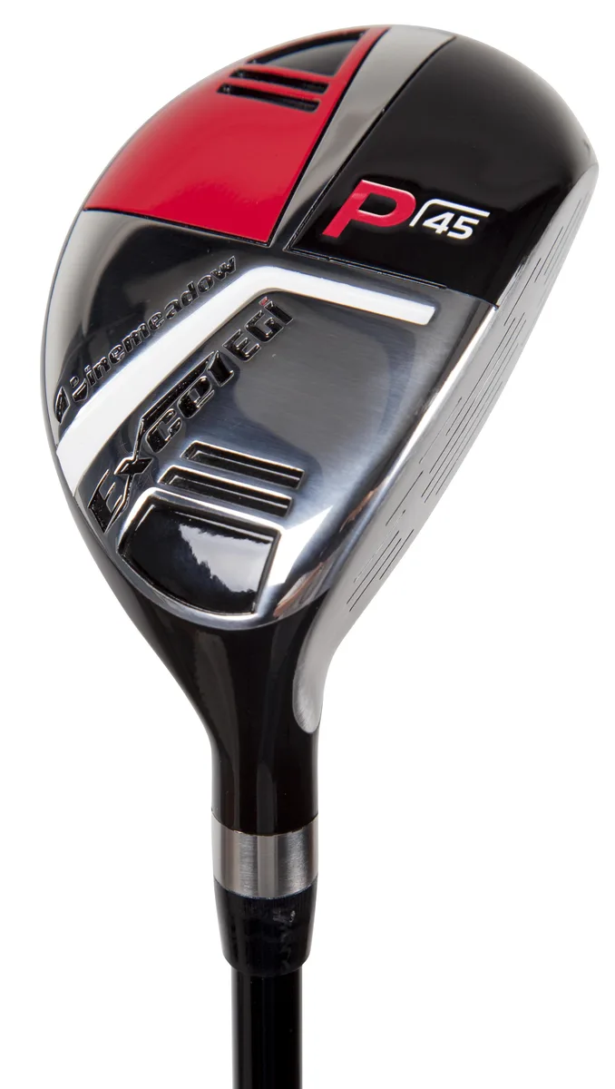 Right-handed graphite-shaft hybrid club, stainless steel head, regular flex