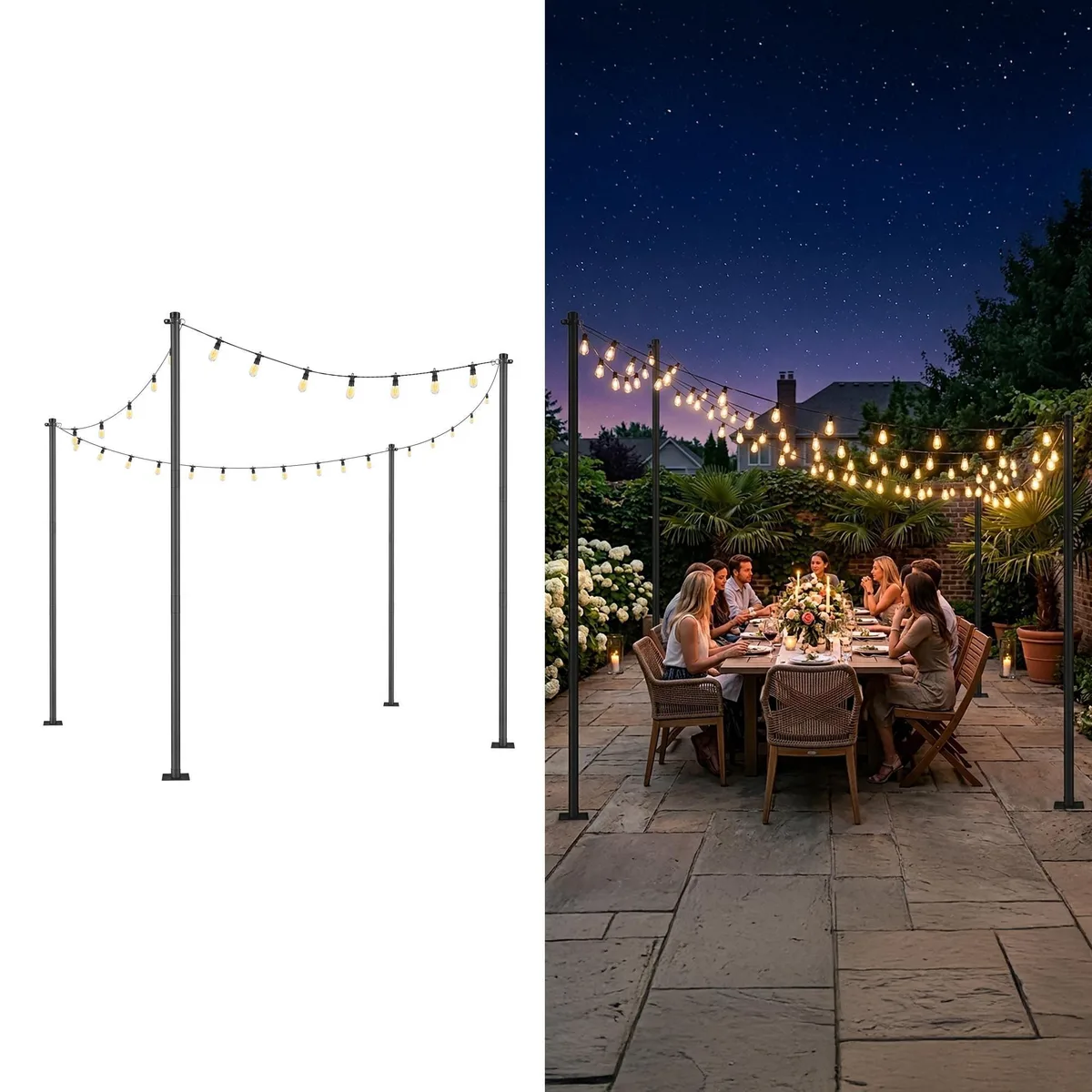Yescom USA, Inc. Yescom USA, Inc. 07SSPSET001-8F10F2P-06 8ft/10ft String Light Poles 4 Pack garden decor — product photo