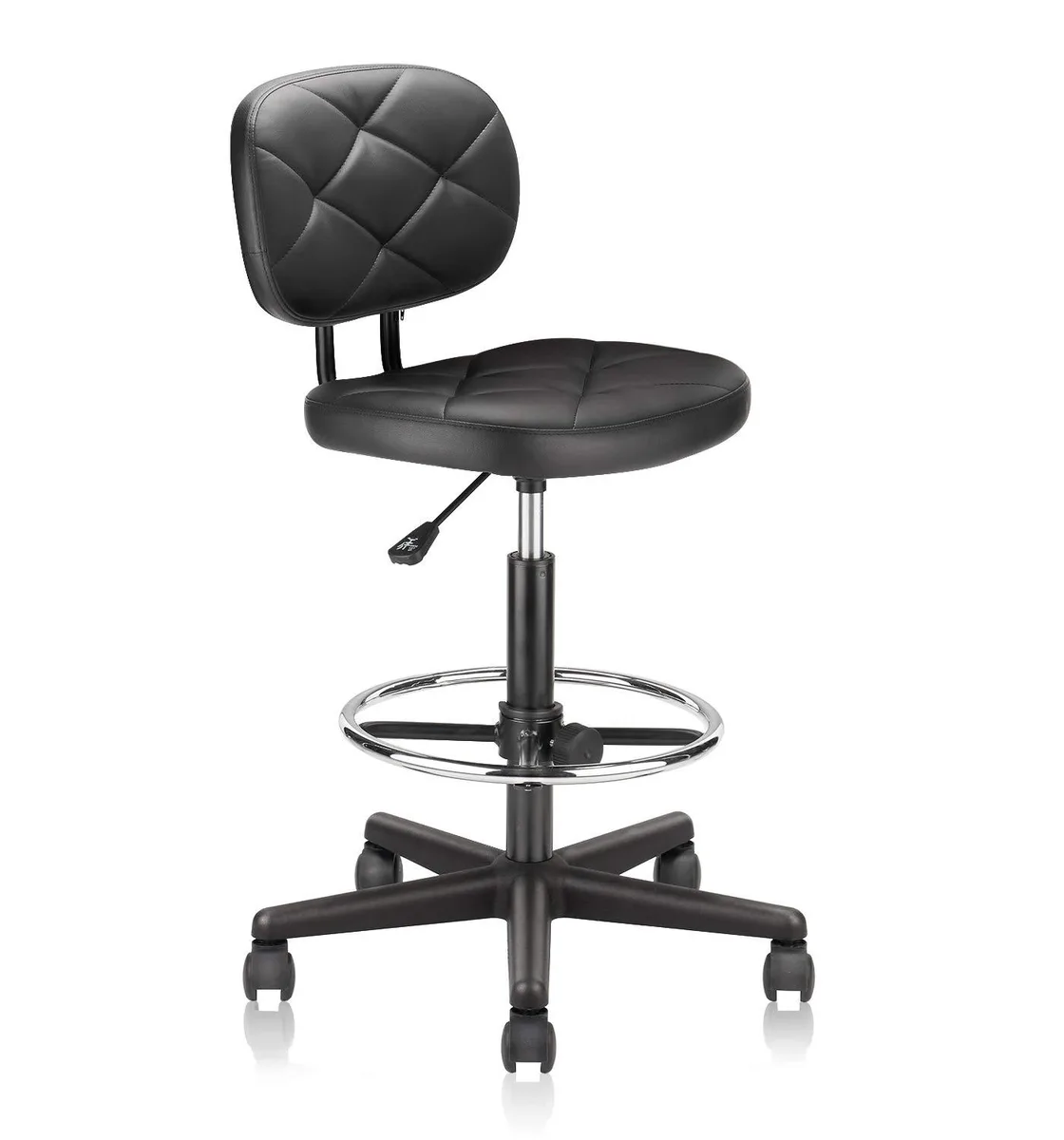 Klasika Klasika Drafting Rolling Stool Plaid Checked Pattern Home Accent — product photo