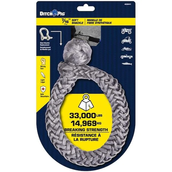 Soft yellow polyethylene recovery shackle loop