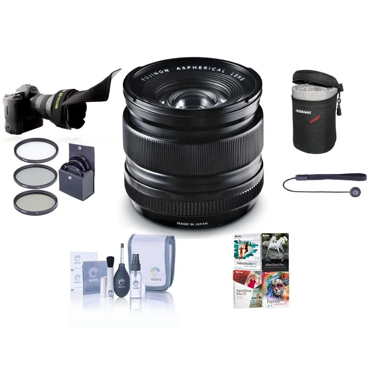 FUJIFILM FUJIFILM XF 14mm f/2.8 R camera lens with Flex Lens Shade — product photo