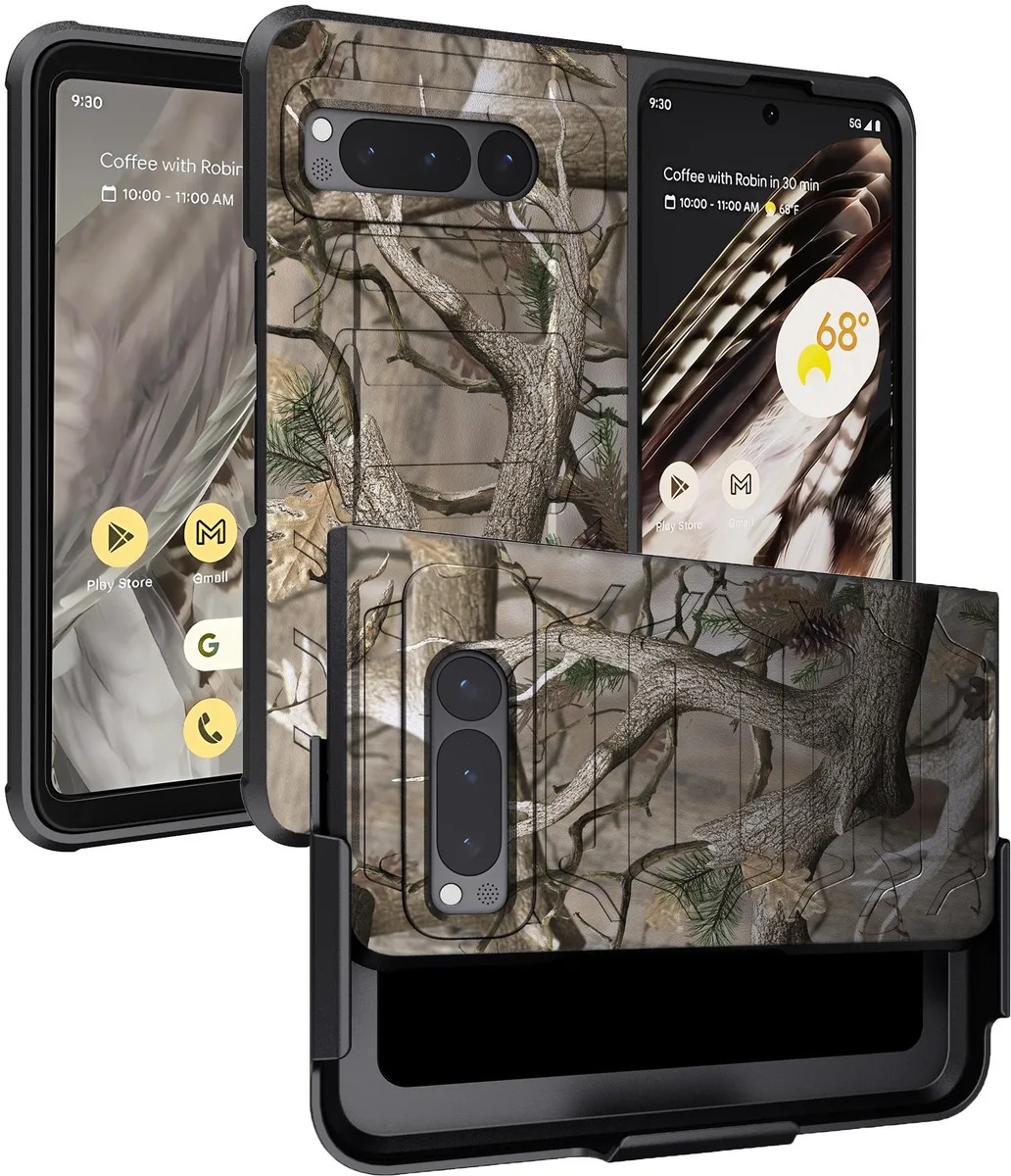 Nakedcellphone Nakedcellphone Tactical Case and Belt Clip Holster for Google Pixel Fold 2023 Camo Tree — product photo