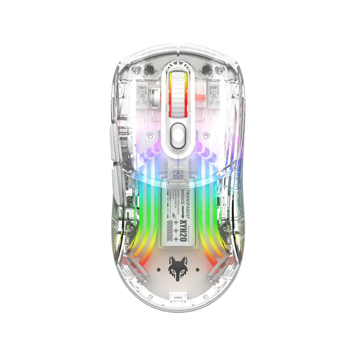  Attoe Transparent RGB Mechanical Dual Mode Gaming Mouse White 2400 DPI 7 Buttons — product photo