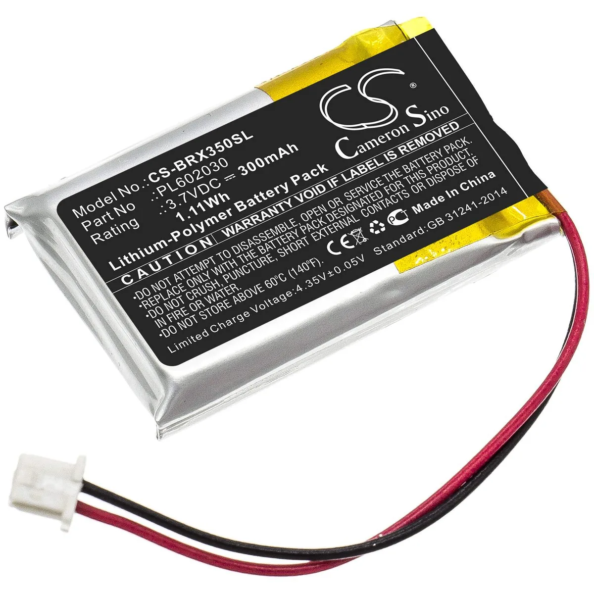 Cameron Sino 300mAh 1.11Wh Battery for BlueParrott VXI B350-XT PL602030 — product photo