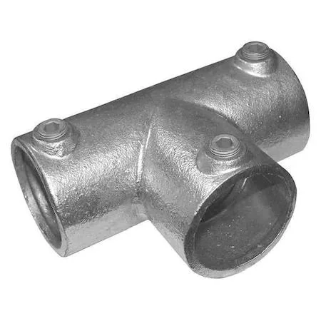Gray cast-iron tee fitting, three sockets, zinc-plated finish