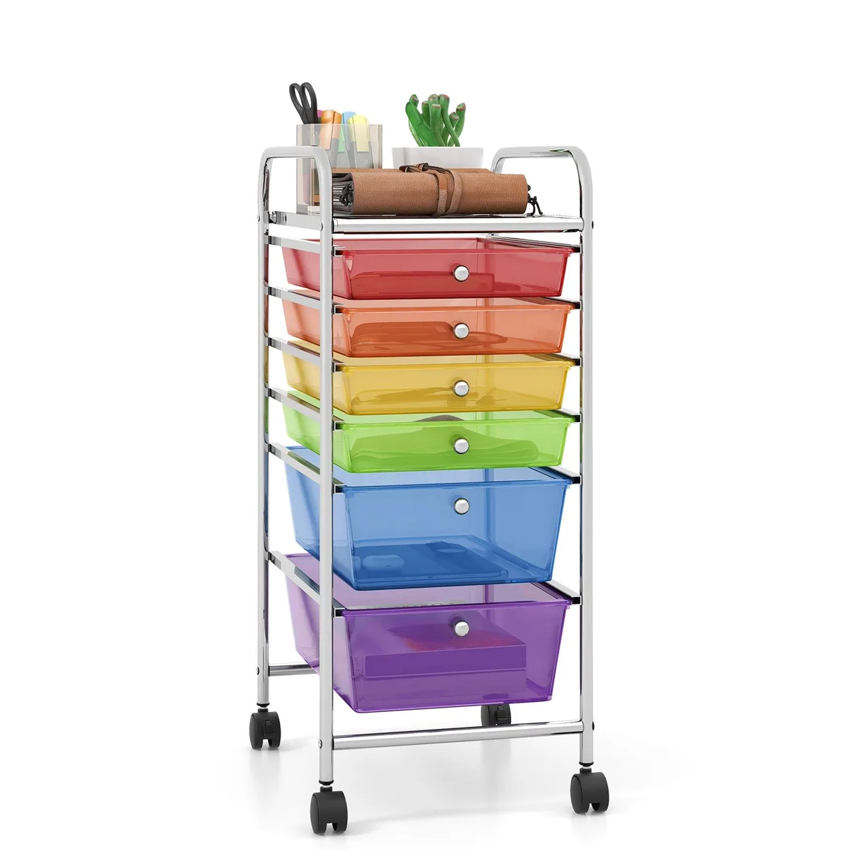 SlickBlue SlickBlue 6-Drawer Rolling Storage Cart Transparent Multicolor 17 x 13.5 x 30 in — product photo