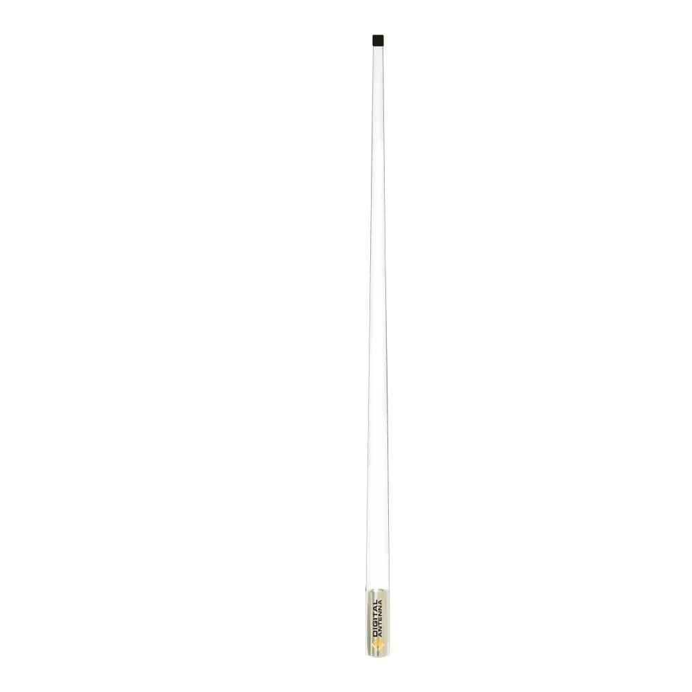 White 8-foot VHF antenna with glossy finish and stainless steel ferrule