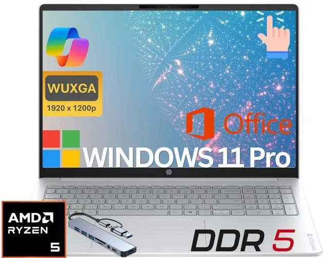 HP HP OmniBook 3 16" Touch AMD Ryzen 5 40 8GB DDR5 1TB SSD Windows 11 Pro — product photo