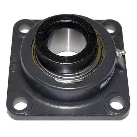 Gray cast-iron square flange bearing with four bolt holes and double-sealed alloy steel insert