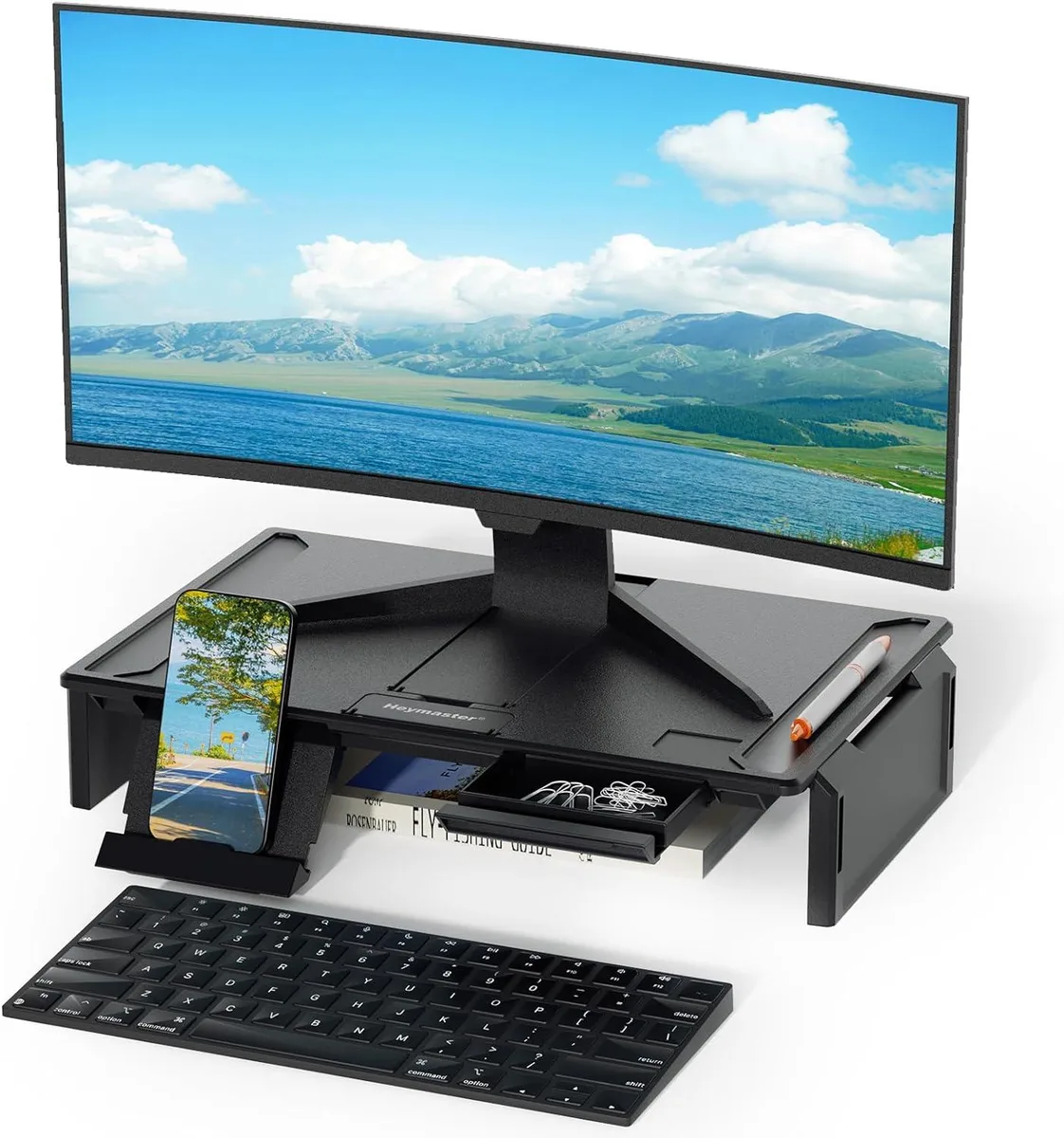 PISKEKAT PISKEKAT 2-in-1 Foldable Monitor Stand Riser Black — product photo