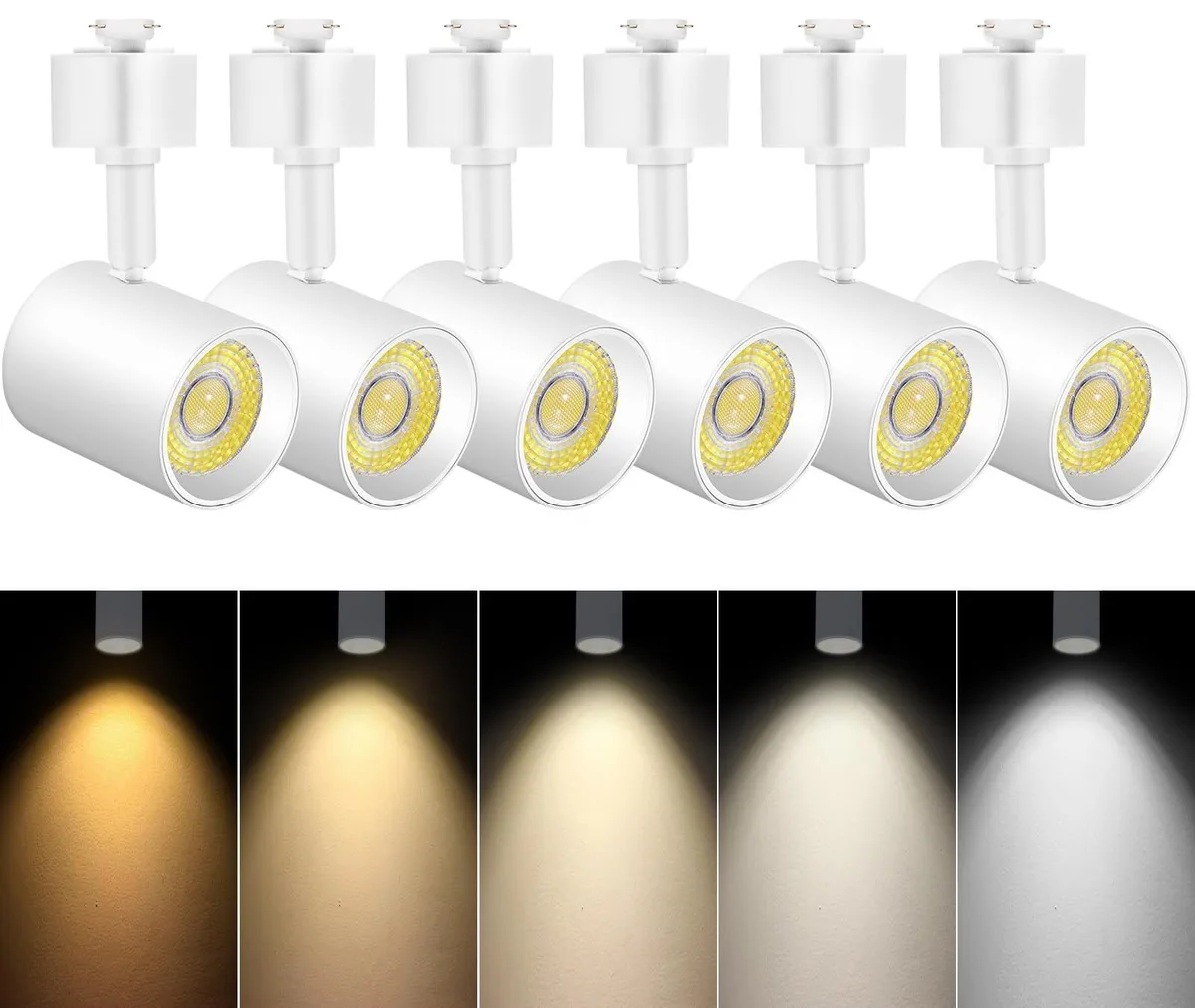  VANoopee J-Type Track Lighting 5CCT 10W 800lm 24° 6 Pack Matte White — product photo