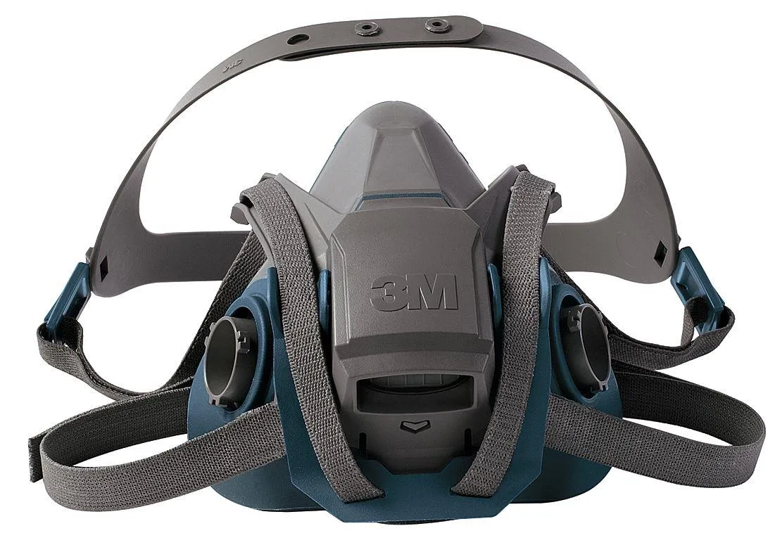 Grey teal half-face respirator with quick-latch bayonet connections, size M