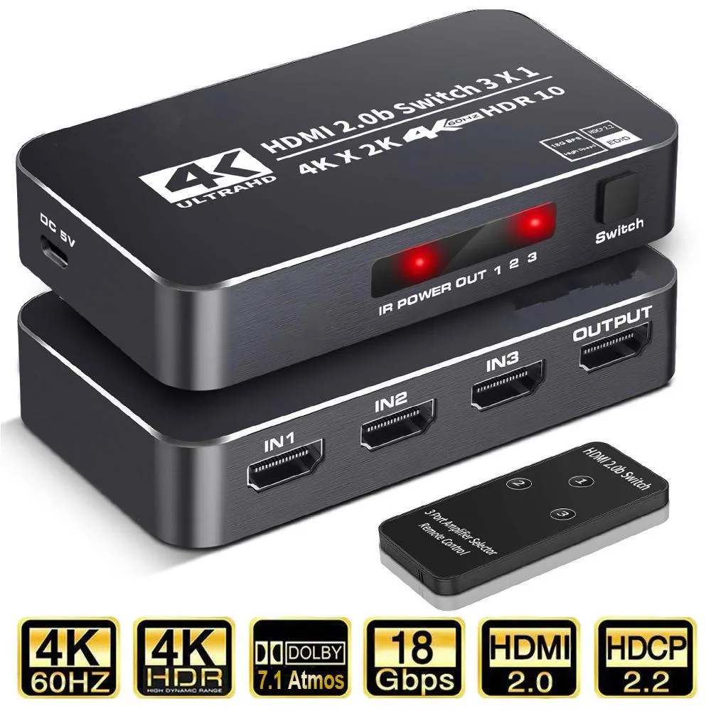 WRIARICH WRIARICH OZQ2-2 3-in-1 HDMI video switch 4K 60Hz — product photo