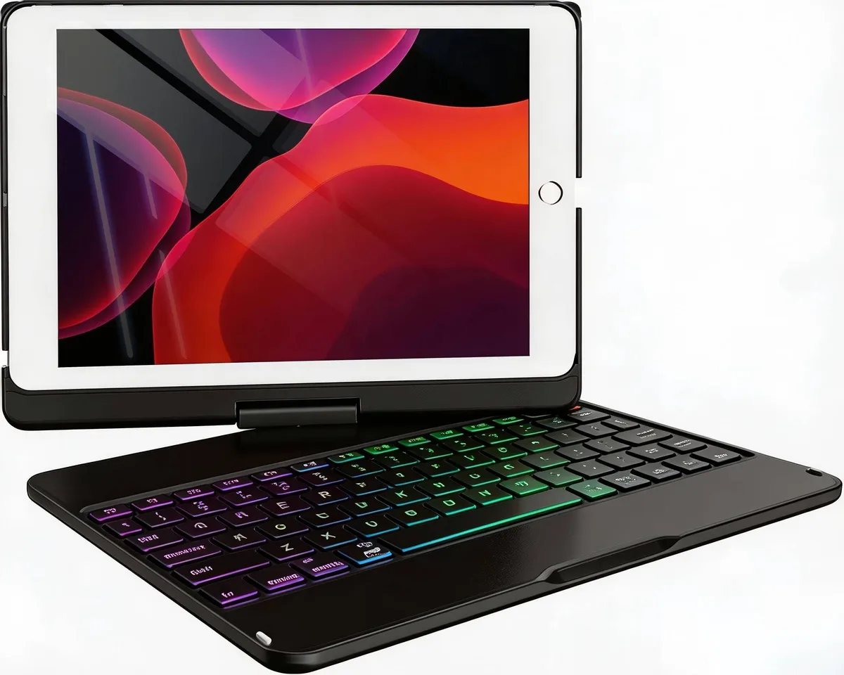  MMK iPad 9.7" Keyboard Case Black Polycarbonate Bluetooth 10-color backlit — product photo