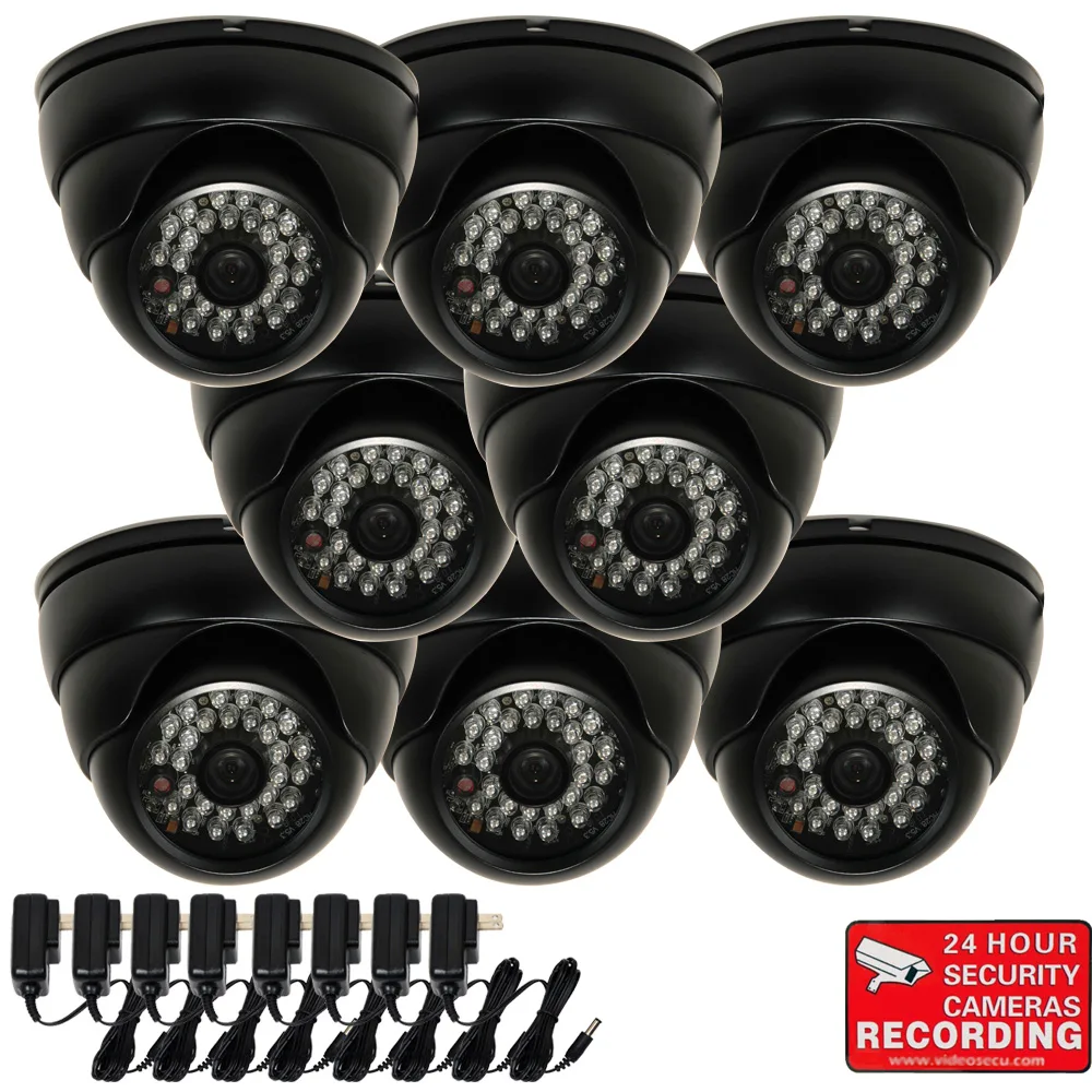 VideoSecu VideoSecu VD6HBLK8 8 Pack 3.6mm 600TVL 28 LED Analog Cameras — product photo