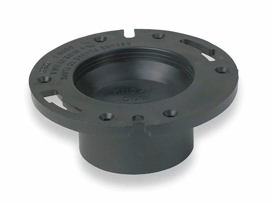 White ABS closet flange with stop hub connection