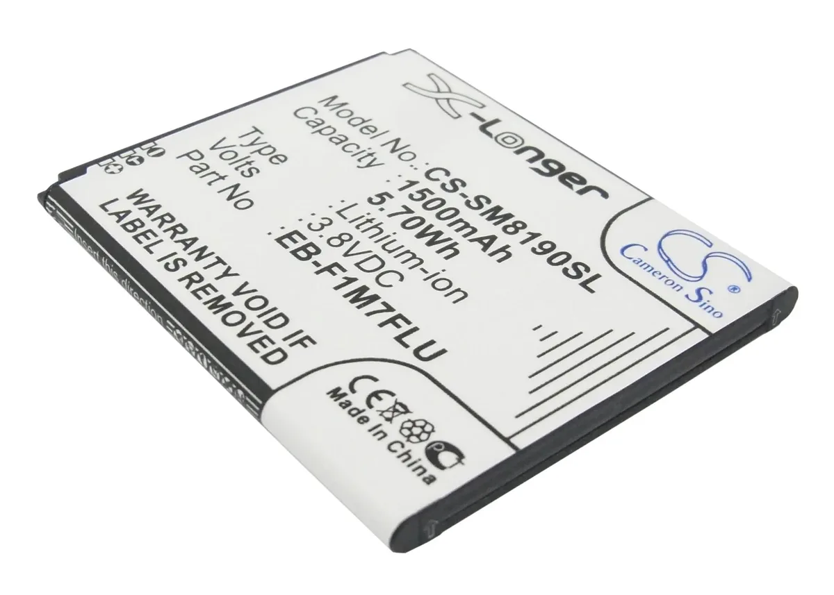 Rectangular smartphone battery, matte black finish, gold contacts visible