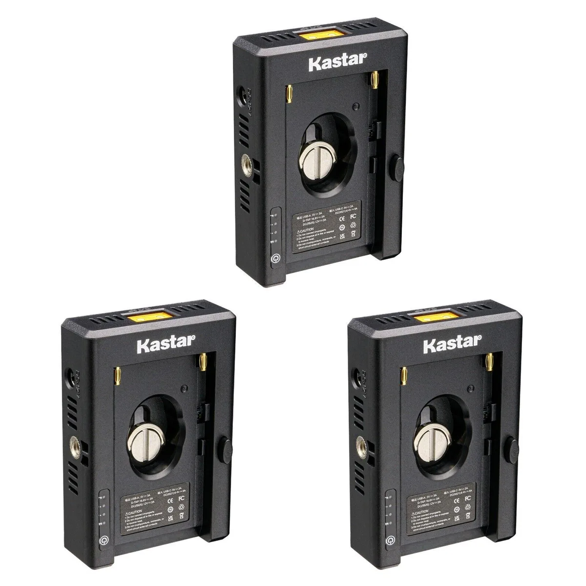 Kastar Kastar NP-F Adapter Plate LED 3-Pack 5521 5525 8.4V 12V 16.8V — product photo