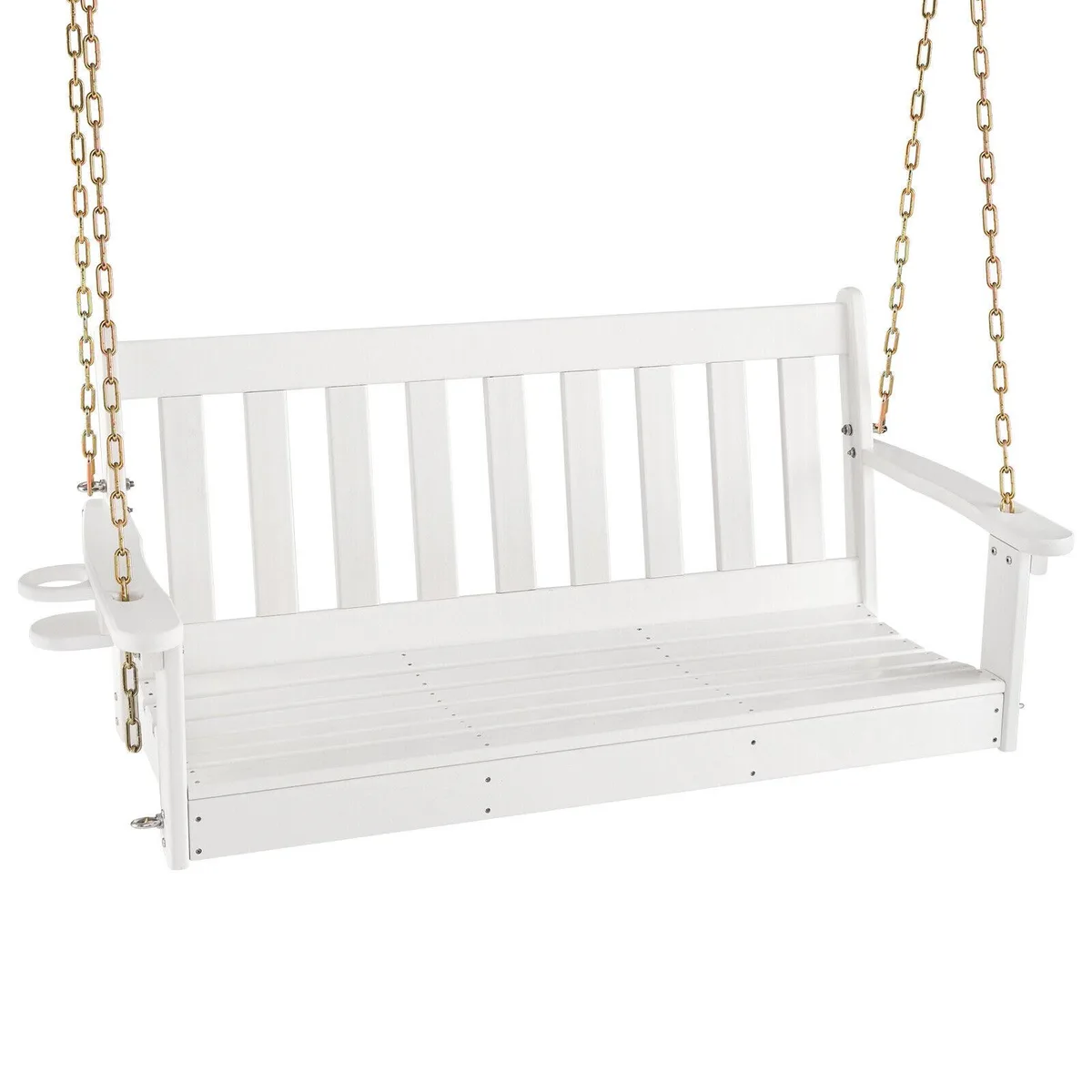 SlickBlue SlickBlue 54 Inch HDPE Porch Swing with Cup Holder White — product photo