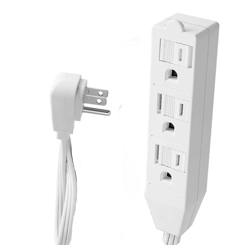 The Wires Zone The Wires Zone 1.5 ft White 3 Outlet Flat Plug Extension Cord 16AWG 400807 — product photo