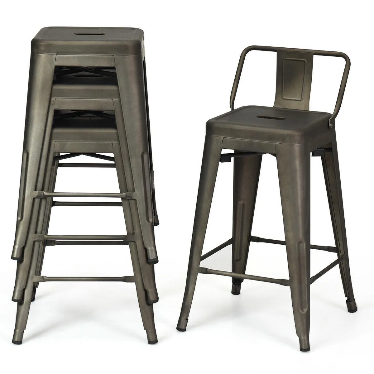 SlickBlue SlickBlue 24" Barstool Set of 4 Black/Gun Steel 330 lbs — product photo