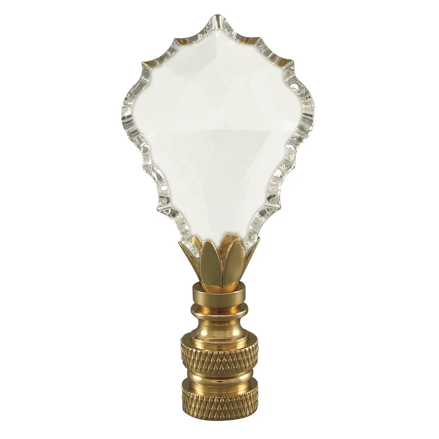 Home Concept Home Concept Crystal Gothic Cross Lamp Finial Polished Brass Knurled Base 2.75"h — product photo